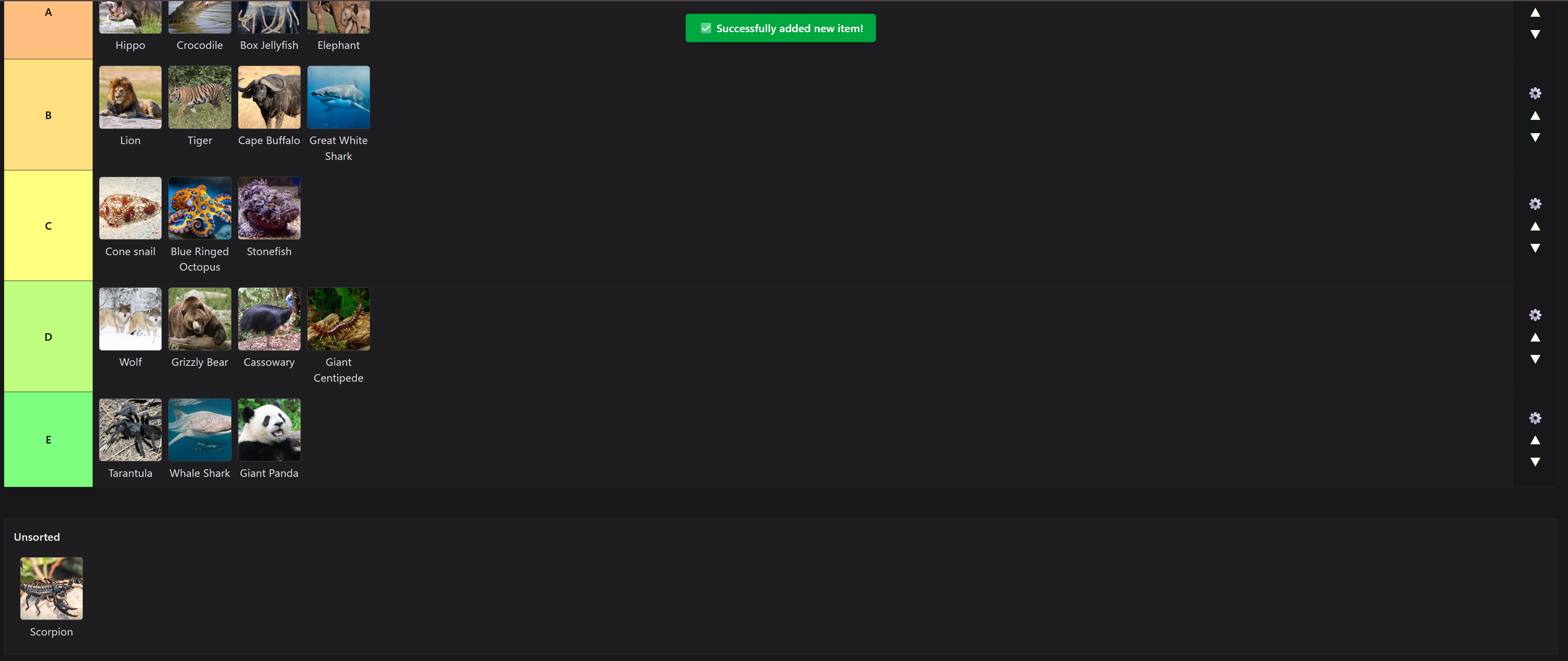 New card appearing in the unsorted zone